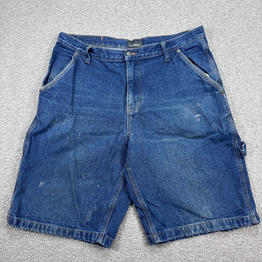 Nevada Carpenter Shorts Men's 36 Blue Denim Medium Relaxed Utility Streetwear